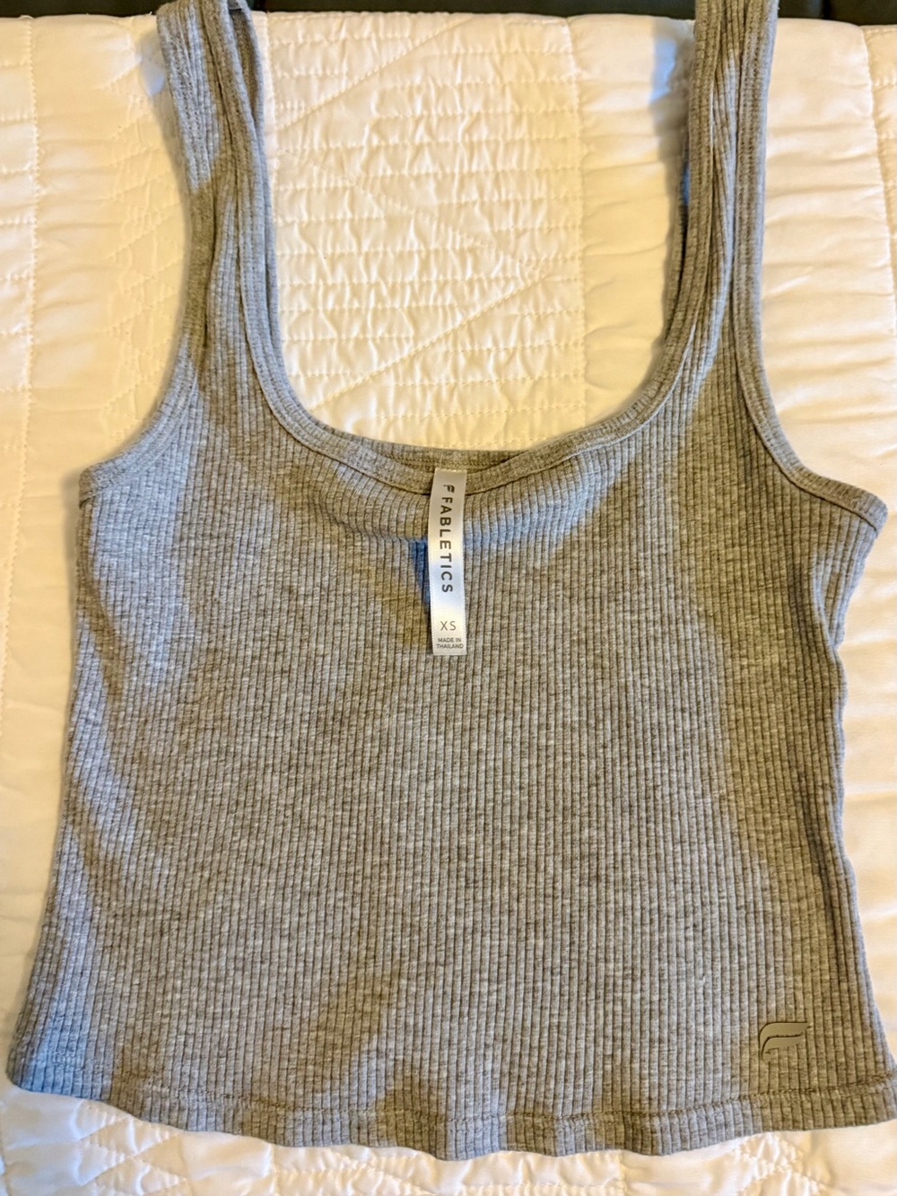 Fabletics Ribbed Gray Cropped Tank Top Size XS